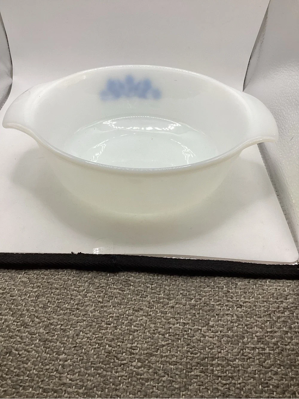 vintage Anchor Hocking Fire-King milk glass casserole dish cornflower design